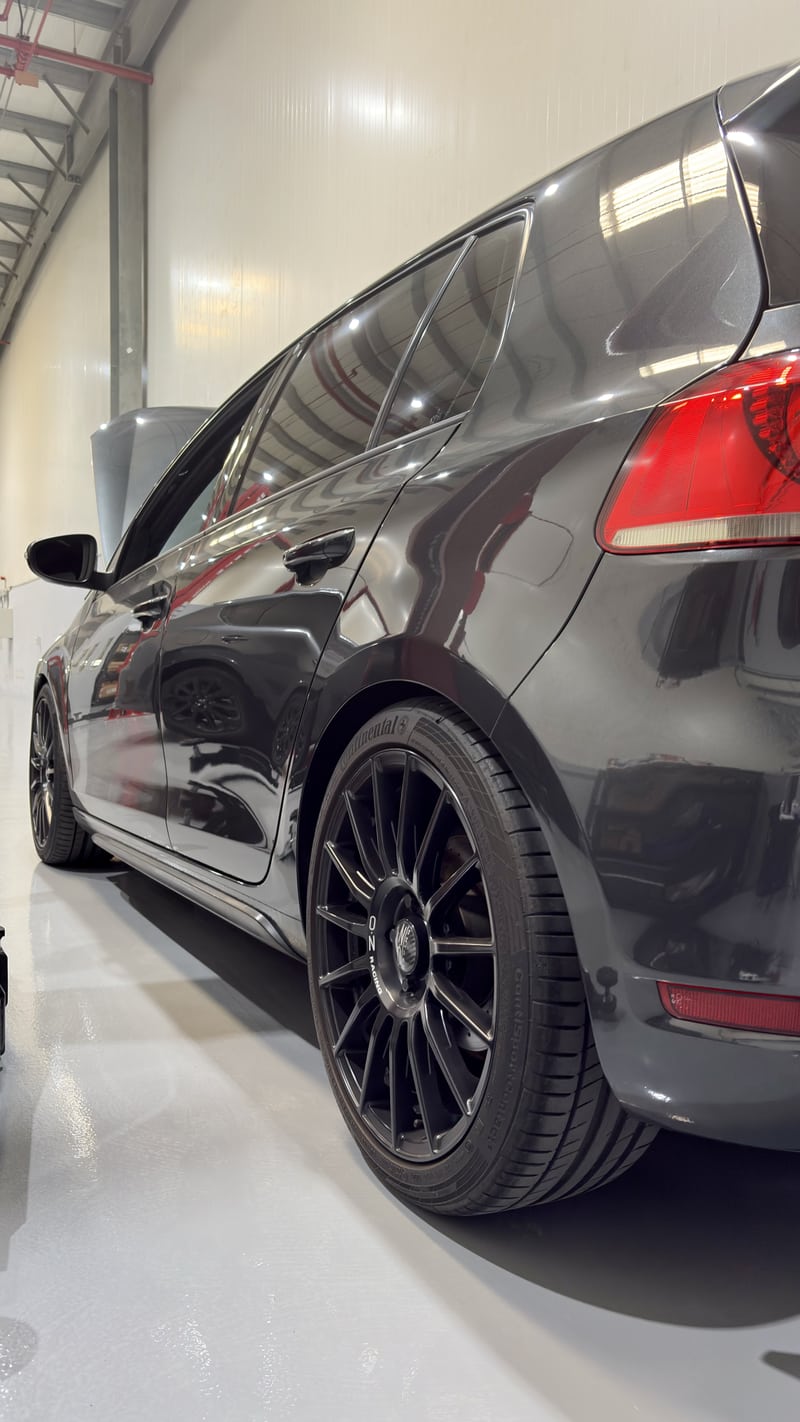 Side view of the Mk6 GTI in the workshop